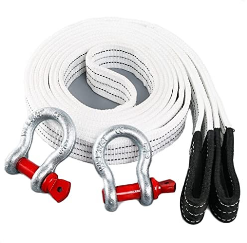BomDog Abschleppgurt, Abschleppseilgurt, Abschleppseile, Hochfauto-Traktionsseil, Mit 2 Sicherheitshaken, Polyester-Abschleppseil/25T/10M