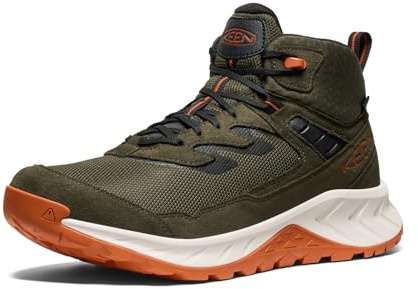 KEEN Hightrail Bottes de randonnée imperméables en cuir léger et respirant pour homme, Nuit forestière/flamme dorée, 44 EU