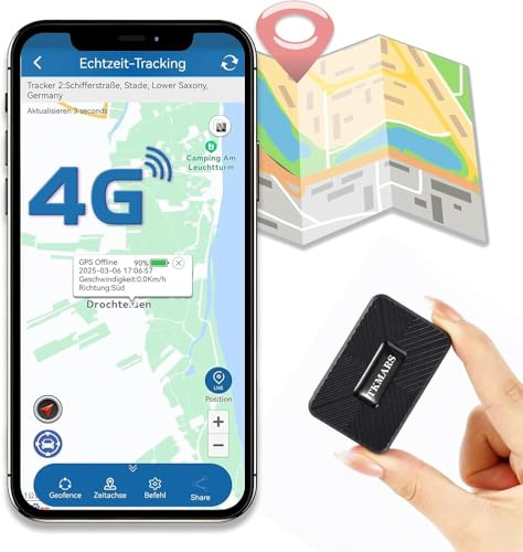 TKMARS 4G Mini-GPS-Tracker GPS Tracker Auto Ohne ABO 32 Tage Standby-Zeit, Stark Magnetisch, Wasserdicht, 1500mah