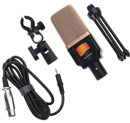 Whltzf Grabación clara con micrófono de condensador de 3,5 mm y soporte que se conecta al teléfono de PC y dispositivos móviles para uso profesional. Micrófono condensador