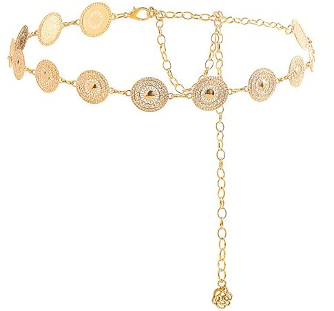 NXPUXP Western Metal Concho Belt,Cowgirl Concho Chain,Adjustable Women's Hollow Circle Waist Chain,Suitable for Dresses,Jeans,Costumes (Round-2025)