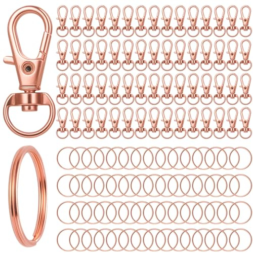 nyckelringar och snabbkopplingskrokar Nyckelring med karbinhake för DIY-smyckestillverkning (120, Rose Gold) | Karbinhake nyckelring för pyssel, gör-det-själv-smycken tillbehör (roséguld)