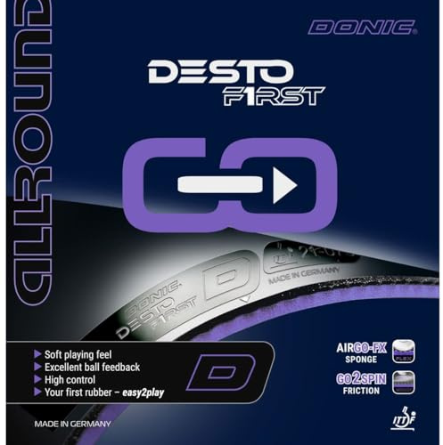 Donic Desto First - Rivestimento per ping pong (rosso, 1,8 mm)