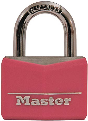 Master Lock 146D Covered Aluminum Keyed Padlock, Pink, 1-9/16 inches