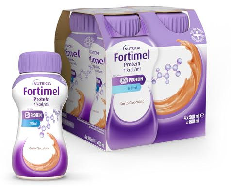 FORTIMEL PROTEIN - Supplemento Nutrizionale Iperproteico (20g di Proteine per Bottiglia), utile in caso di Malnutrizione Proteica, Pronto da Bere, Gusto Cioccolato - 4 bottiglie da 200 ml