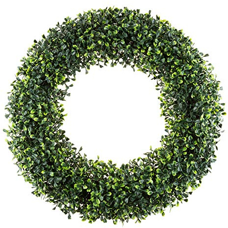 Pure Garden 19.5-Inch Boxwood Wreath - Round UV Resistant Artificial Spring, Summer, Fall, or Winter Wreath - Indoor/Outdoor Wreaths for Front Door