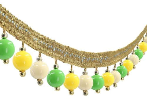 5 yardas trenzadas caramelo rebordear borla franja ajuste de cinta de encaje cortina apliques para ropa del hogar decoración costura (verde)
