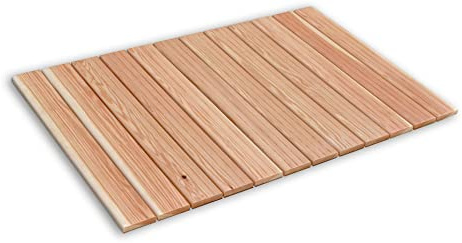 Castelmerlino Tarima para ducha en alerce elegido certificado PEFC 108x68 cm para platos de ducha 120x80 cm