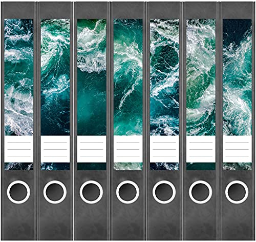Etiketten für Ordner | Motiv Mix 27 | 7 Aufkleber für schmale Ordnerrücken | Selbstklebende Design Ordneretiketten Rückenschilder