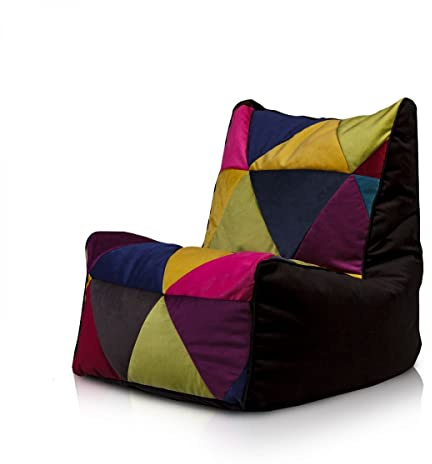 Ecopuf Patchwork Sitzsack Solid – Bequemer Indoor Beanbag mit EPS-Perlen-Füllung – Perfekt zum Relaxen und Lesen im Wohnzimmer, Schlafzimmer und Kinderzimmer