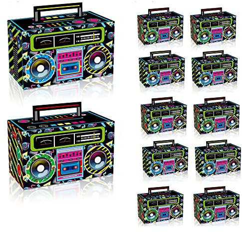 WANGCL 12 Pezzi 80s Party Bomboniere Scatole Retro Radio Decorazioni da Tavolo Centrotavola per 1980s Tema Hip Hop Musica Festa di Compleanno Forniture