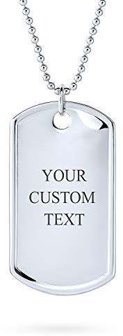 Personalizada Tradicional Para Hombre X-Large Ejército Militar Chapa De Perro Colgante Collar Para Hombres Adolescentes .925 Plata Esterlina Larga Cadena De Bolas 20 Pulgadas Personalizable
