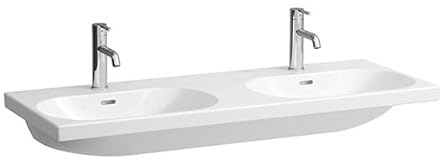 LAUFEN Lua Doppelwaschtisch, ohne Hahnloch, mit Überlauf, 1200x460mm, H8140814001091, Farbe: Weiß mit LCC