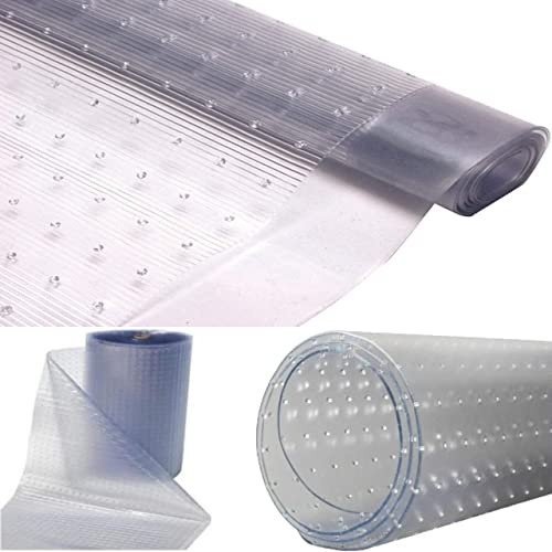 Z&A Vinyl Plastic Carpet Protector - Heavy Duty Anti Slip Grippers Waterproof Clear Sheet - Thick Film Roll Hallway Room Stairs Kitchen Floor Protection Runner - Safety From Dirt Muds (2ft x 27 Inch)