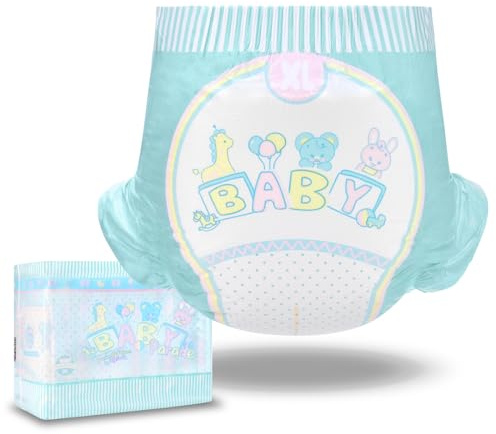 Littleforbig Adjustable Hook-and-Loop Fastener Closure Adult Printed Cloth Back Diaper 10 Pieces - Baby Parade (X-Large 48-56)