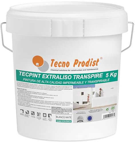 Tecno Prodist - TECPINT EXTRALISO RESPIRE (5 kg) Peinture écologique, respirante et imperméable, finition extra lisse, application facile - Sans odeur (blanc)