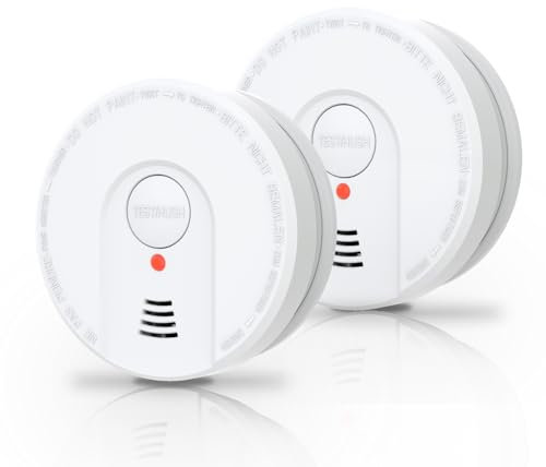 Smoke Alarm, 10 Years Battery, Smoke Alarms for Home, Fire Smoke dectecor with LED Indicator,Big Test/Silence Button Smoke Alarms Conforms to EN14604 UKCA, Loud Alarm (2 Pack Smoke)