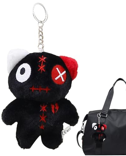 Llavero de peluche de animales,Llavero de animales de peluche - Colgante de gato de ojos grandes alienígena gótico - Lindo de peluche mochila bolsa colgante lindo llavero de coche de felpa col