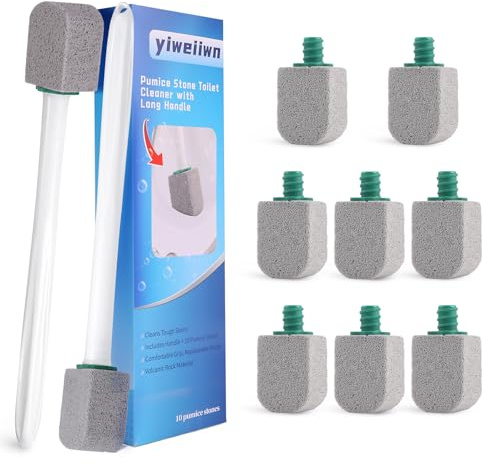 yiweiiwn Pumice Stone Toilet Cleaner with Long Handle Pumice Stone Toilet Bowl Cleaner Rust and Grease Stain Clean Suitable for Toilets Bathroom Sink,BBQ 2Handle and 10Pumices Stones(Gray)