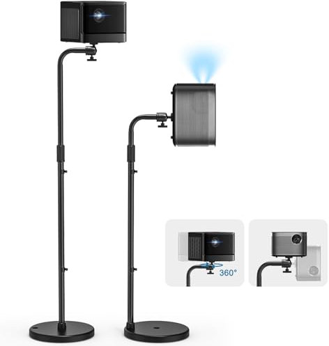 Jubor Beamer Ständer, Projektor Boden Halterung Höhenverstellbar 80-120 cm, Projektor Bodenständer 360° Schwenkbar, Decken Beamer Halterung für Heimkino, Spielzimmer, Büro