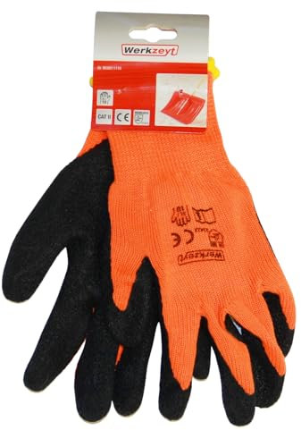 sopomarkt24 Winterhandschuhe, Arbeitshandschuhe, Handschuhe Schutzhandschuhe, Winter Wasserdicht Thermo Warme Winterarbeitshandschuhe, Gartenhandschuhe, Latex-Beschichtung, Gr.10 XL, Orange-Schwarz
