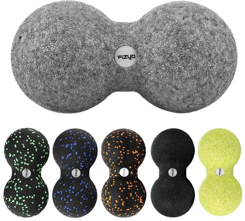 FIZYO Pelota Doble Masaje 16x8 cm – Auto Masaje para Espalda y Cuello, Terapia Miofascial y Deportivo, Pelota Fascias EPP para Recuperación Muscular, Alivio del Dolor Cervical (Gris)