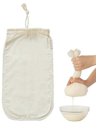Huybaa Sacchetto per latte di noci biologico lavabile in canapa 30 cm, Utilizzato per produrre latte di noci, latte di mandorle e altri latti vegetali