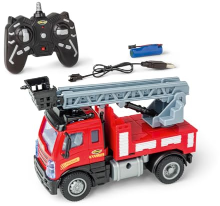 Carson 1:50 Nano City Feuerwehr 2.4GHz - Ferngesteuertes Auto, RC Fahrzeug, Fahrzeit 40 Min, Spielzeug für Kinder, Baufahrzeug, Remote Control Car, Rot