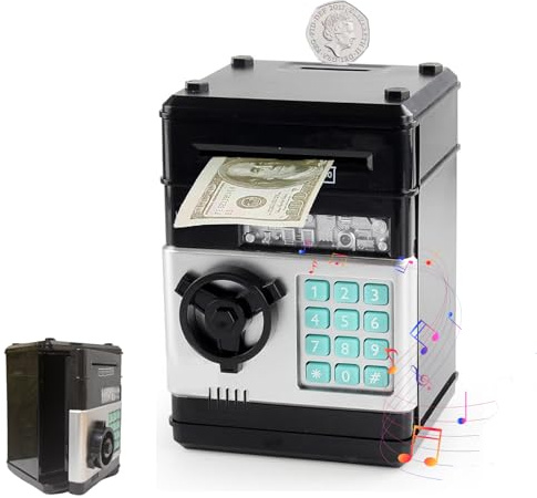 Hucha Electronica para Niños Contraseña Juguete - Hucha con Música y Cajero Electrónico Caja Fuerte para Monedas con Bloqueo de Contraseña & Automático de Dinero Cumpleaños Niños y Niñas