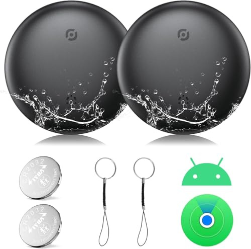 Smart Tracker Android, 2 Pcs Smart Tag Sistema Doppio Ricerca Chiavi Finder Compatibile con Dispositivi iOS Find My/Google Find Hub, Bluetooth Key Tracker per Chiavi, Bagagli, Portafoglio, Bagagli