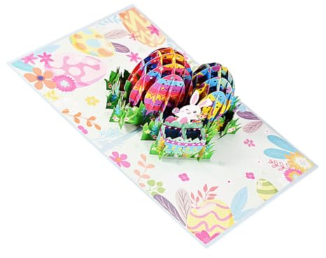 CIYODO Set Biglietti di Auguri di Pasqua 3d Coniglietto e Uova, Carta Artigianale, Design Colorato per Inviti e Decorazioni Festive