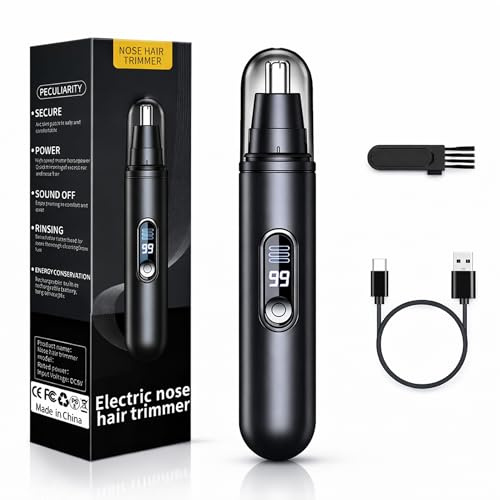 Boulton Rechargeable Nose Hair Trimmer for Men & Women – Ear and Nasal Hair Trimmer – Nasal Shaver Hairs Remover with USB-C Charging – Easy to Use Nose Trimmers with Dual Edge Inner Blades