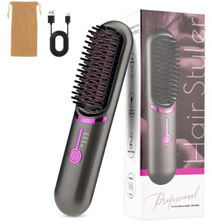 Unipampa Brosse Lissante pour Cheveux 5200mAh, Fer à Lisser Ionique