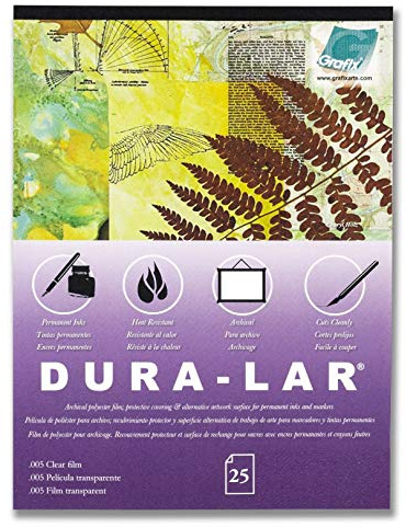 Grafix Dura-Lar 0.005 Film, Ultra Clear, Glossy 19x24 Sheet, Mylar/Acetate Alternative for, Blank Stencils and Templates, Protection, Transparencies, Windows, Arts and Crafts, Pad of 25 Sheets