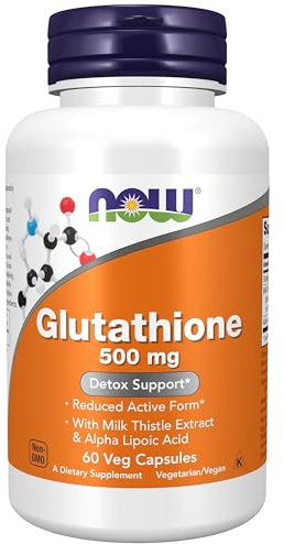 NOW Foods Supplements, Glutathione 500 mg, With Milk Thistle Extract & Alpha Lipoic Acid, Free Radical Neutralizer*, 60 Veg Capsules