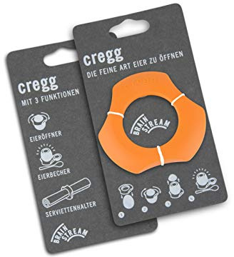 cregg - Orange -Eierköpfer 3-in-1 - Eieröffner, Eierbecher & Servierring in einem - Made in Germany - Eierschalenöffner, Ei Öffner, Egg Shell Opener - Küchen Gadget & Geschenkidee