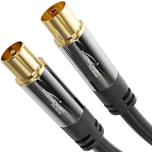 KabelDirekt – Câble Antenne TV 4K, Coaxial – 1,5m – Câble TV numérique et analogique, connecteurs métalliques – Disponible en 0,5-20m (Fiche à prise, pour DVB-C/DVB-T/DVB-S, noir)