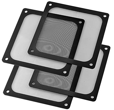 S SIENOC 4 x 140 x 140 mm svart fläktskydd med ultrafint dammfilter, låg magnetisk montering (4 x dammfilter, 140 x 140 mm, svart)
