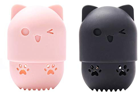 Transport-Etui, Schwamm, Make-up-Schwamm, in Katzenform, Reisen, Make-up-Schwamm, Tasche, Transport-Schwamm, Make-up, wiederverwendbar, waschbar, 2 Stück