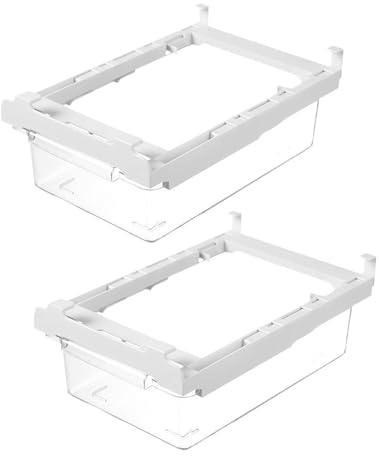 MIVIDE 2PCS Fridge Drawers Pull-out Storage, Under Shelf Drawers Pull Out for Fridge, Fridge Storage Organisers Drawers, Clear Storage Organiser Bins for Fruit and Vegetables