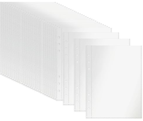 Thinp 30 Pack 6 Ring A5 Binder Sleeves Double-Sided A5 Binder Inserts Photocard Binder Ultra-Clear Photocard Sleeves Page Protector for Photos Postcards Game Cards