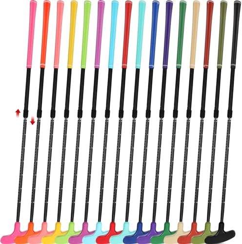 Shappy 16 Pack Golf Putters for Men and Women Adjustable Length Two Way Mini Golf Putters Kids Putter Bulk Right Left Handed Golfers Golf Clubs Set for Children Junior Adult (Colorful)