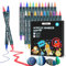 Cugybue Rotuladores Acrilicos Permanentes,24 Colores 1-5MM Rotuladores Pintura Acrilica Doble Punta para Pintar Piedras,Tela,Vidrio,Madera,Lienzo,Metal,Cerámica,Guijarros