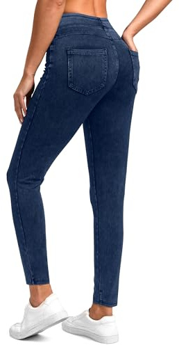 Rammus Jeggings Pull on Stretchy Jeans for Women High Waisted Skinny Jean Leggings Tummy Control Denim Pants with Pockets Medium denim/29 L