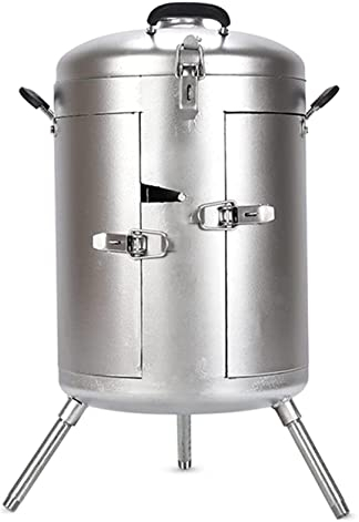 REEKOS Tragbarer Holzkohlegrill - Vertikaler Edelstahl-Grill für Camping und Picknick - Tragbar, Kompakt, Ölkohlendirektionsdesign, Stabilität für verschiedene Lebensmittelgrößen - Silver