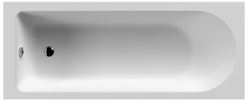 Balterley 1700 x 750mm Round Shower Bath with Legs, Straight Single Ended Gloss White Soaking Shower Bath, Acrylic Baths for Bathrooms, Round End, Adjustable Leg Set (White)