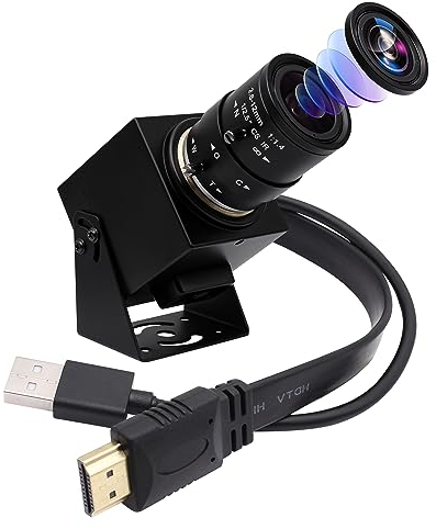 G 4K HDMI USB-Kamera Mit Manuellem Zoom Und Variablem Fokus - PC-Webcam, Mini Lightburn-Kamera für Computer, H.264-Teleskop-Überwachungskamera 8MP (2.8-12mm 4-Fach-Zoomobjektiv)