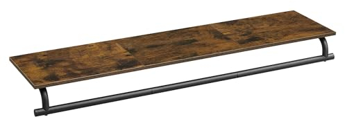 SONGMICS Wandgarderobe, Garderobe, Wandregal mit Kleiderstange, Gesamtbelastbarkeit 35 kg, 28 x 109 x 13,2 cm, für Schlafzimmer, Ankleidezimmer, vintagebraun-tintenschwarz HSR135B01