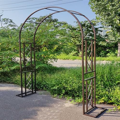Arche de Jardin en métal, 230cm de Haut x 140cm~340cm de Large Arceau à Rosier, tonnelle en métal Robuste pour Grimper, vignes et Plantes, Mariage, décoration de fête(Brown,180x230x40cm)