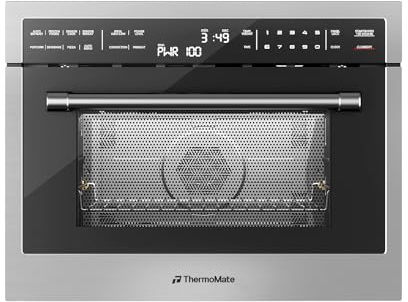 24 Inch Built-in Microwave and Convection Oven Combination, ThermoMate 1.6 Cu. Ft. Wall Oven Microwave Combos, 1000 Watt Power, Sensor Cook, Touch Control LCD Display, Stainless Steel Finish